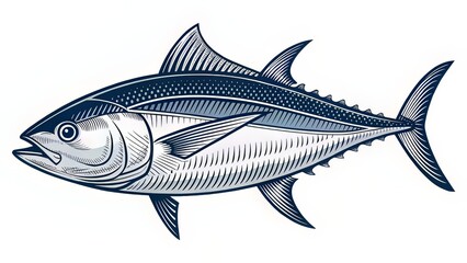 An animated tuna surges forward, streaked with vibrant hues that enhance its fluid motion.