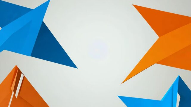 Abstract blue geometric background with origami paper plane vector illustration symbol for business travel