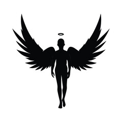 A Black Angelic Man  Vector design white Background. 