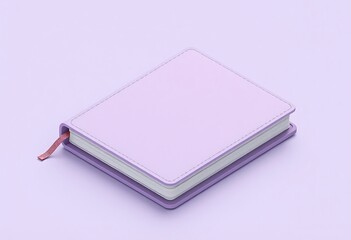 Close-up of a lavender notebook with a pink ribbon.