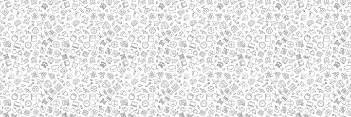 Pattern of back to school line icon school supplies on white background for shopping, sale,banner, social media post. Vector illustration.