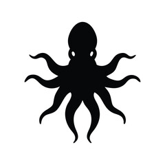 Black Octopus  Vector design white Background. 