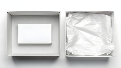 Clean Minimalist Product Packaging Mockup White Box with Tissue Paper