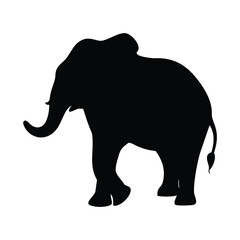 Elephant Silhouette  Vector design white Background.