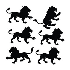 Lion Silhouette Vector Collection Vector design white Background. 