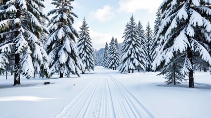 Obraz premium road in winter forest
