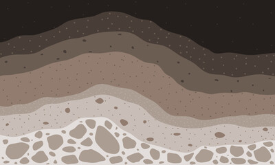 Obraz premium Brown gravels and soil layers. Sedimentary strata 