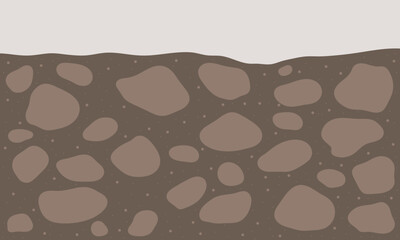 Brown gravels layer. Sedimentary strata
