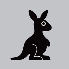 Cute vector kangaroo with big eyes, simple design, great for kids' projects and decor.