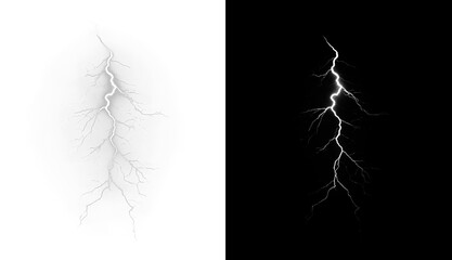 Lightning, electricity, energy, power, thunderstorm intense PNG strike with light and flash. Transparent PNG Overlay on white background, isolated electric effect for dramatic weather visuals.