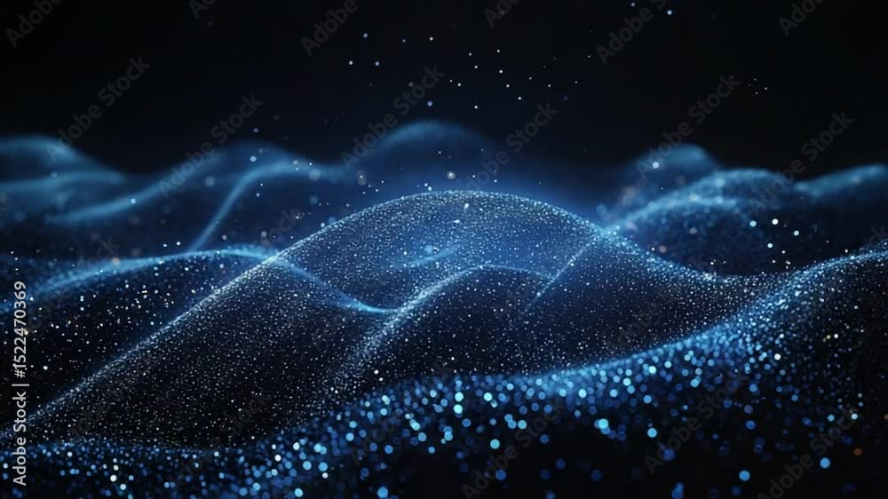 Poster abstract blue particle wave animation background for technology and science concepts