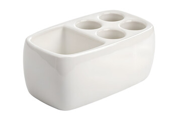 Ceramic toothbrush holder for vanity top isolated on transparent background