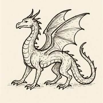 recommend clip art: Intricate mythical dragon illustration.