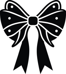 Ribbon Bow with Hanging Tails Vector Icon vector silhouette illustration