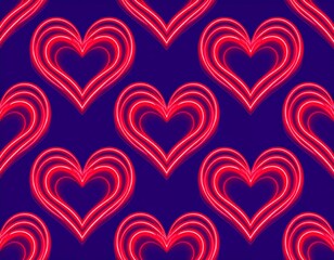 Wz&oacute;r z czerwonymi sercami na granatowym tle. 