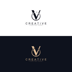 Luxury Initial CV or VC Monogram Text Letter Logo Design