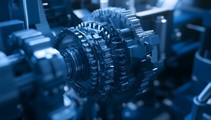 Fototapeta premium Close-up view of intricate gears and mechanisms.