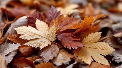 Autumn leaves showcase colorful maple textures and patterns. AI generated