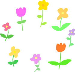 set of colorful flowers PNG