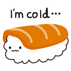 Cute Salmon Sushi Covered with a Blanket Illustration
