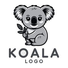 Flat Koala logo vector – adorable and calm koala head design perfect for baby brands, wildlife conservation, eco-friendly products, or cozy minimalist branding

