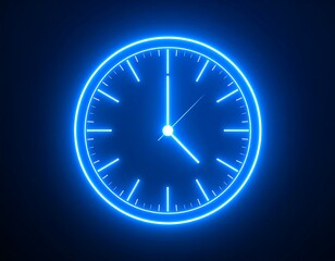 Neon blue clock face