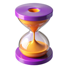 3D Hourglass with Flowing Sand – Modern Time Symbol on Transparent Background