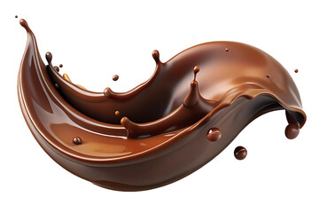 3D Chocolate Splash Isolated on Transparent Background – Realistic Liquid Swirl Render..