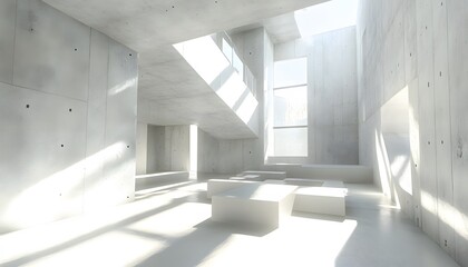 Obraz premium Spacious, minimalist interior design with bright natural light.