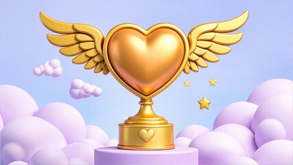golden heart with wings