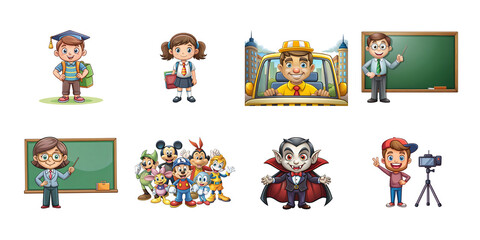 Fototapeta premium PNG CARTOON CHARACTERS