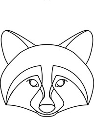 raccoon head vector outline illustration, stylized raccoon face Illustration