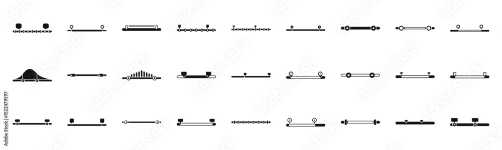 Poster price range icons set. set of various loading bars representing progress and activity for user inter