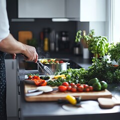 Chef cooking healthy food