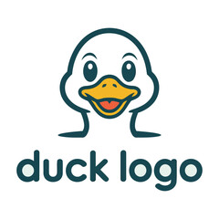Flat Duck logo vector – playful and clean duck head or full-body design perfect for children’s brands, wildlife themes, pet logos, or farm branding

