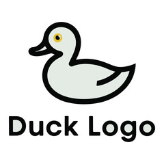 Flat Duck logo vector – playful and clean duck head or full-body design perfect for children’s brands, wildlife themes, pet logos, or farm branding


