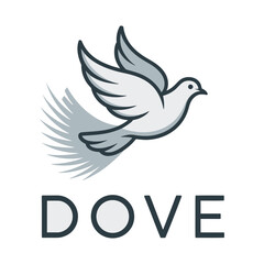 Flat Dove logo vector – peaceful bird emblem symbolizing purity and hope, perfect for wellness brands, charities, religious themes, or minimalist design

