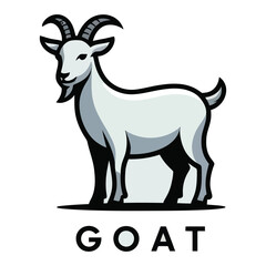 Vector Goat logo in flat bold style – aggressive goat head design ideal for sports branding, farm identity, gym mascots, or mountain-themed logos

