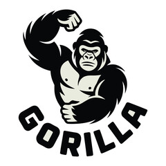 Flat Gorilla logo vector – bold and powerful ape head design perfect for sports teams, gym branding, streetwear, gaming, or wildlife identity

