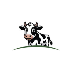 Flat Cow logo vector – minimal dairy cow head design ideal for milk brands, farms, organic products, food packaging, and agriculture businesses

