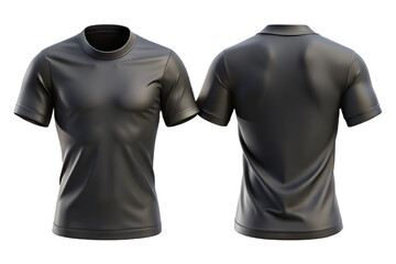 3D Black T-Shirt Mockup Front and Back View Isolated on Transparent Background