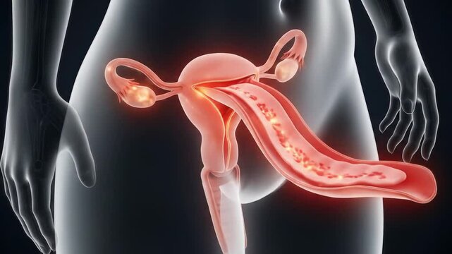 3D Menstrual Cycle Animation During Menstruation