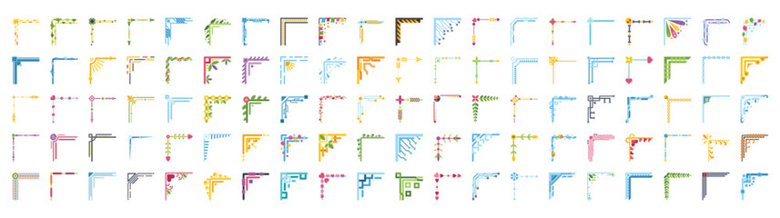 Wide variety of colorful corner elements adding a touch of elegance and style to any design project