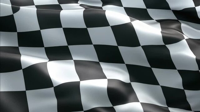 Checkered flag waving animated background represents finish line success achievement racing concept event victory and competition.
