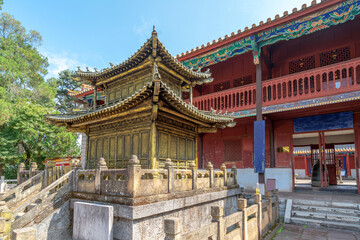 The Golden Hall is a national key cultural relic protection unit, which is a copper ancient building. Kunming, China.