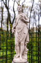 Marble sculptures in the St. Petersburg Summer Garden in Russia.