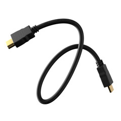Bent HDMI cable isolated. Black curved HDMI 3D rendering