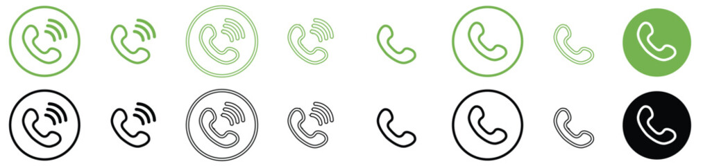 Fototapeta premium call and phone icons sheet and green and black color 