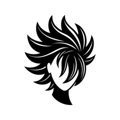 Obraz premium Abstract female head silhouette with spiky hair isolated on transparent background