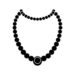 Black pearl necklace icon isolated on transparent background